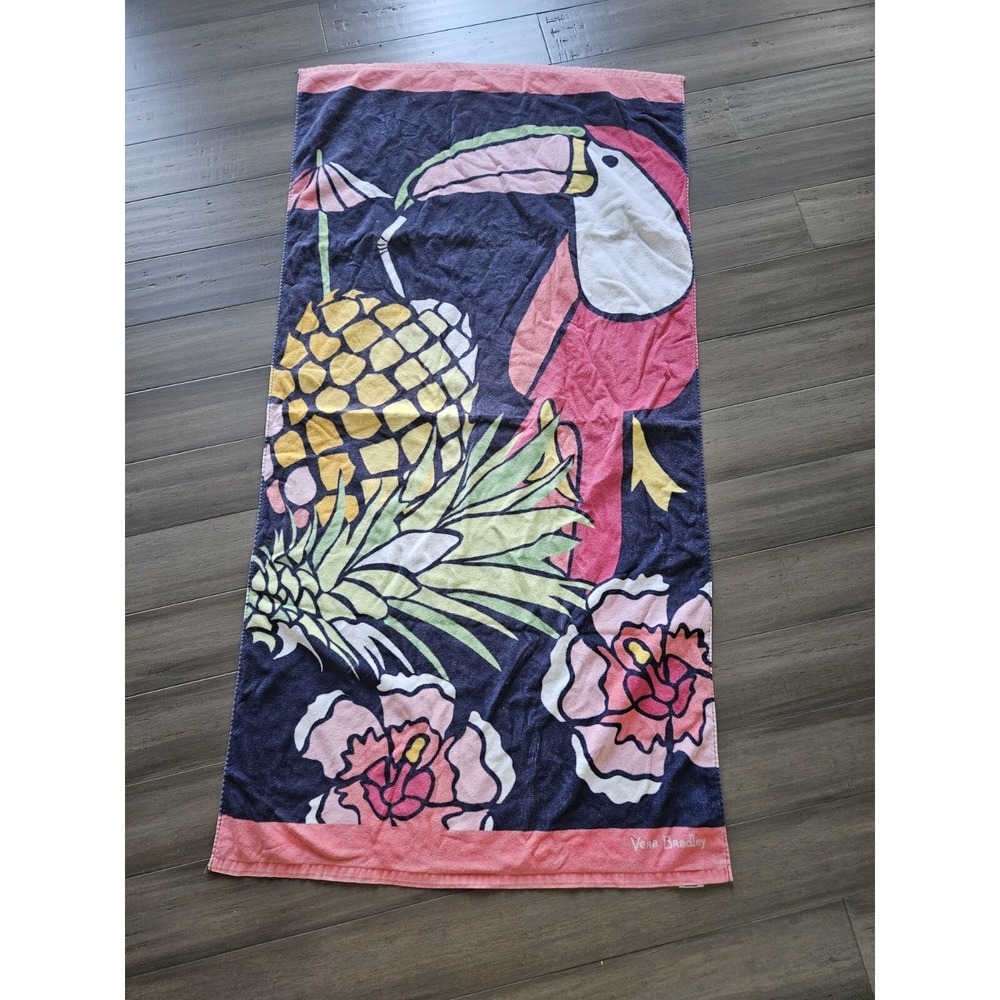 Vera Bradley Beach Towel, 60x30, Tucan Pineapple Tropical Pattern